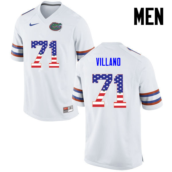 Men Florida Gators #71 Nick Villano College Football USA Flag Fashion Jerseys-White